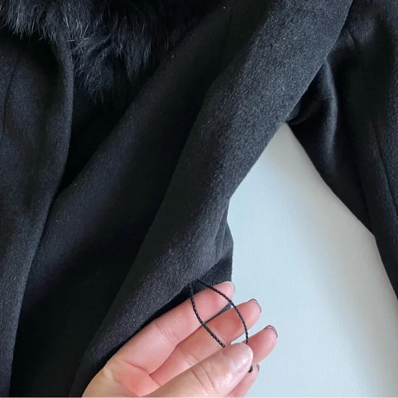 Forecaster Women's Fox-Fur-Collar Maxi Reefer Coat (Black) size 16 luxe wear NWT - Picture 7 of 14